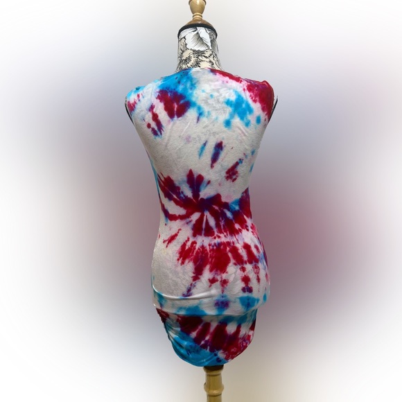 Tie dye white cowl neck mini dress size: small - Picture 4 of 6